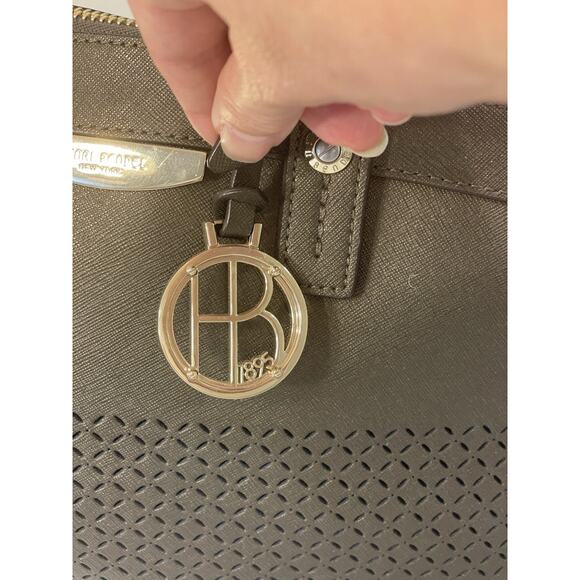 Henri Bendel WEST 57TH Large Brown Perforated Satchel Purse Gold Accents NWOT - Picture 6 of 15